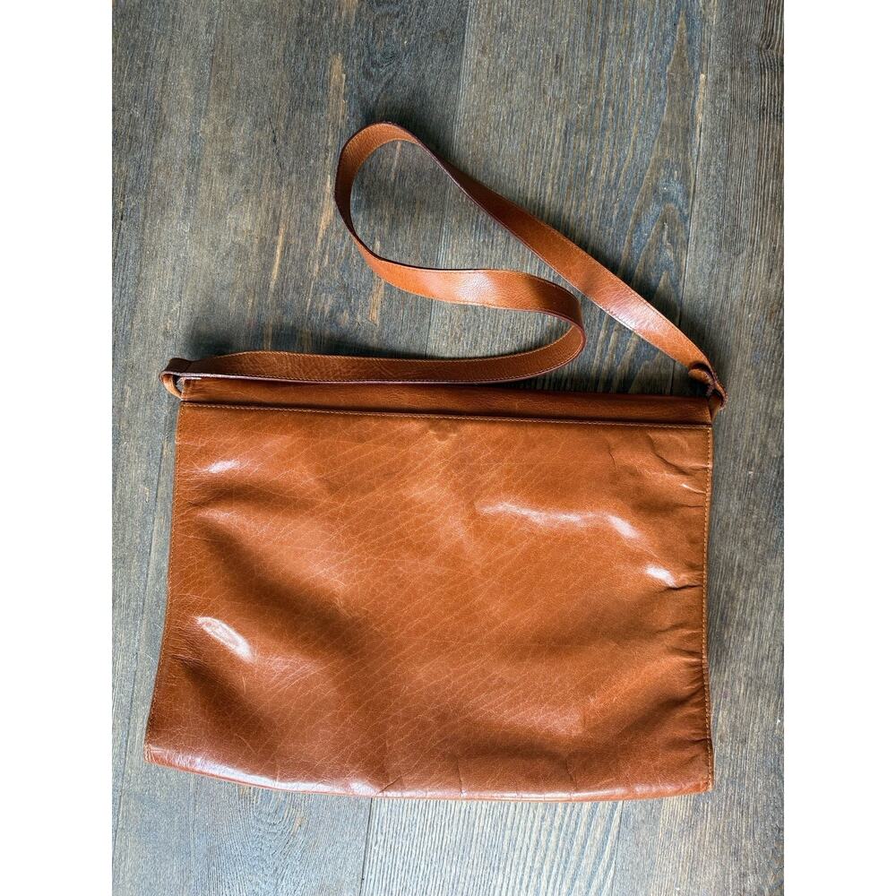 Handmade Brown Leather Messenger Bag Expandable Laptop Briefcase Minimalist Bag - Picture 8 of 9